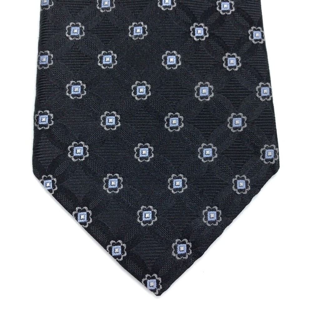 Daniel Cremieux Tie Black Blue Gray 100% Silk Geometric Men's Necktie 3.75" x 58